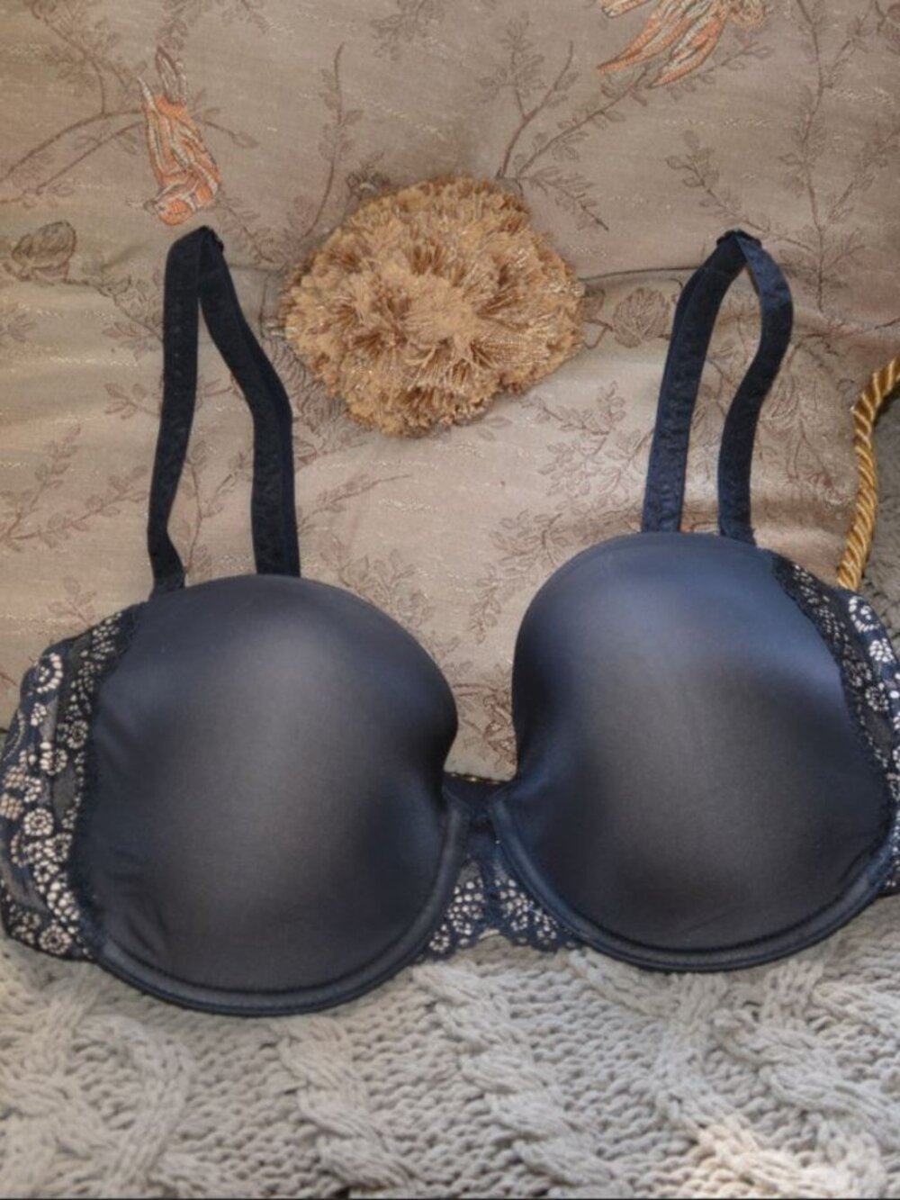 DKNY Women's Black Romantic Mesh Balconette Bra  46D